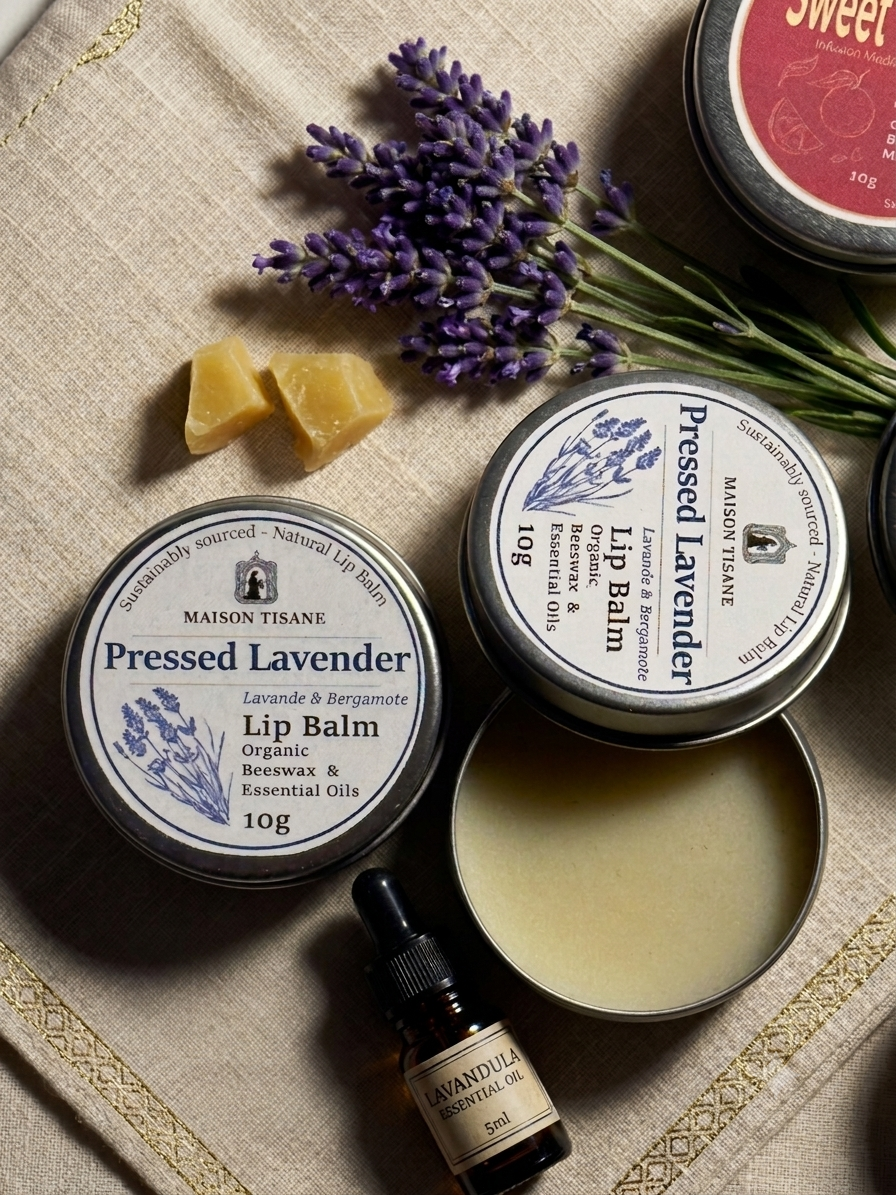 Pressed Lavender Lip Balm | Organic Beeswax & Shea Butter